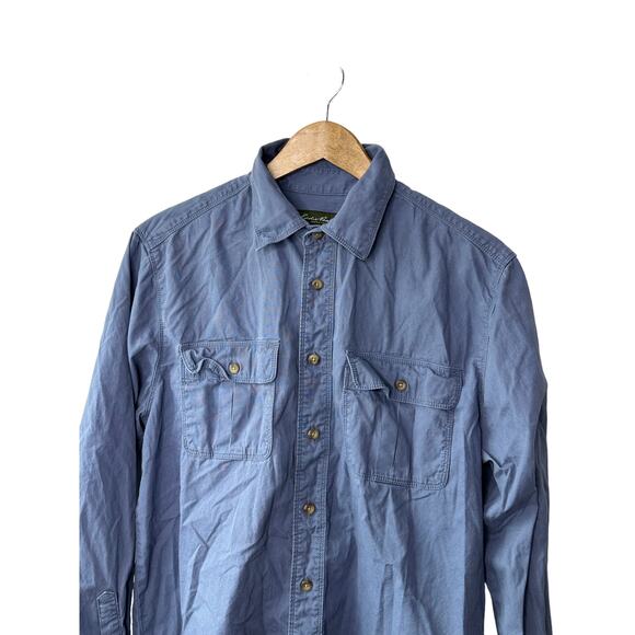 Eddie Bauer Blue Long Sleeve Button Down Shirt 100% Cotton Men's Medium - Picture 2 of 6